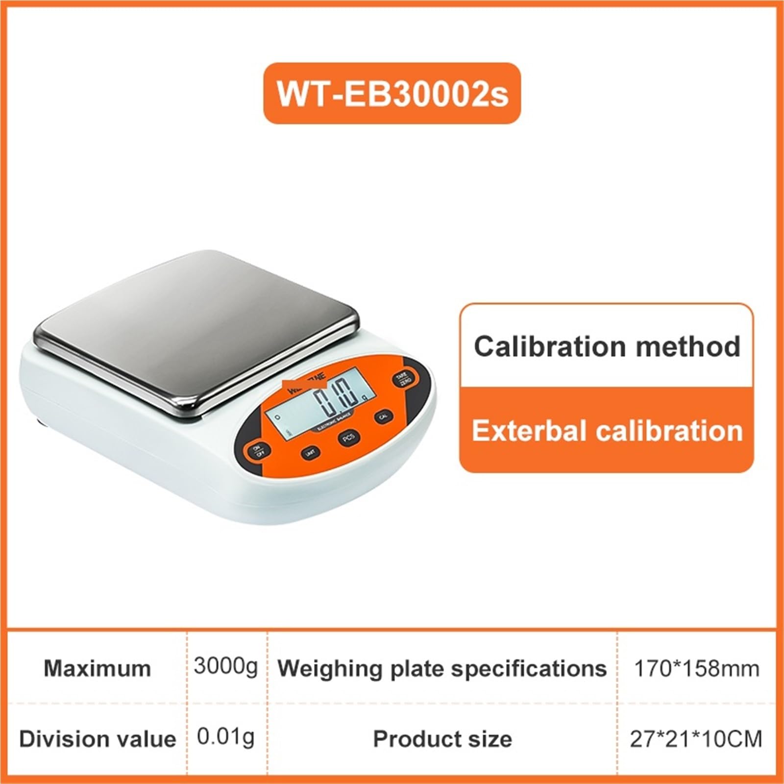 Básculas digitales de laboratorio, Balanza analítica de 0,01 g, báscula digital de precisión for laboratorio, balanza electrónica de acero inoxidable 304 for joyería y farmacia.(WT-EB30002S)