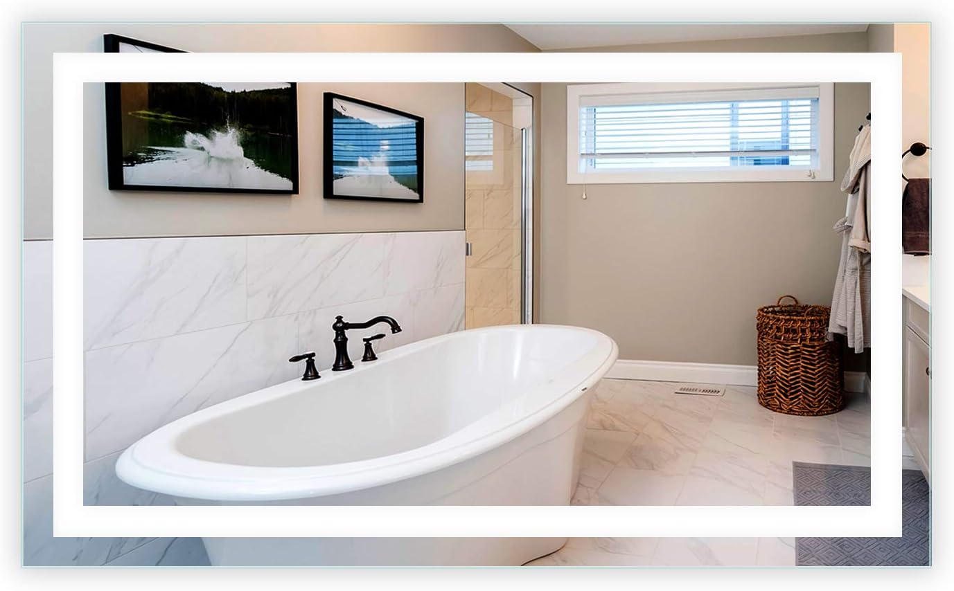 Mirrors & Marble Rectangle LED Vanity Mirror (60" x 36"), Front Lighted Modern Anti Fog Mirrior for Bathroom, Bedroom, Wall Mounting Home Décor Glass for Bathroom for Over Sink, Entryway