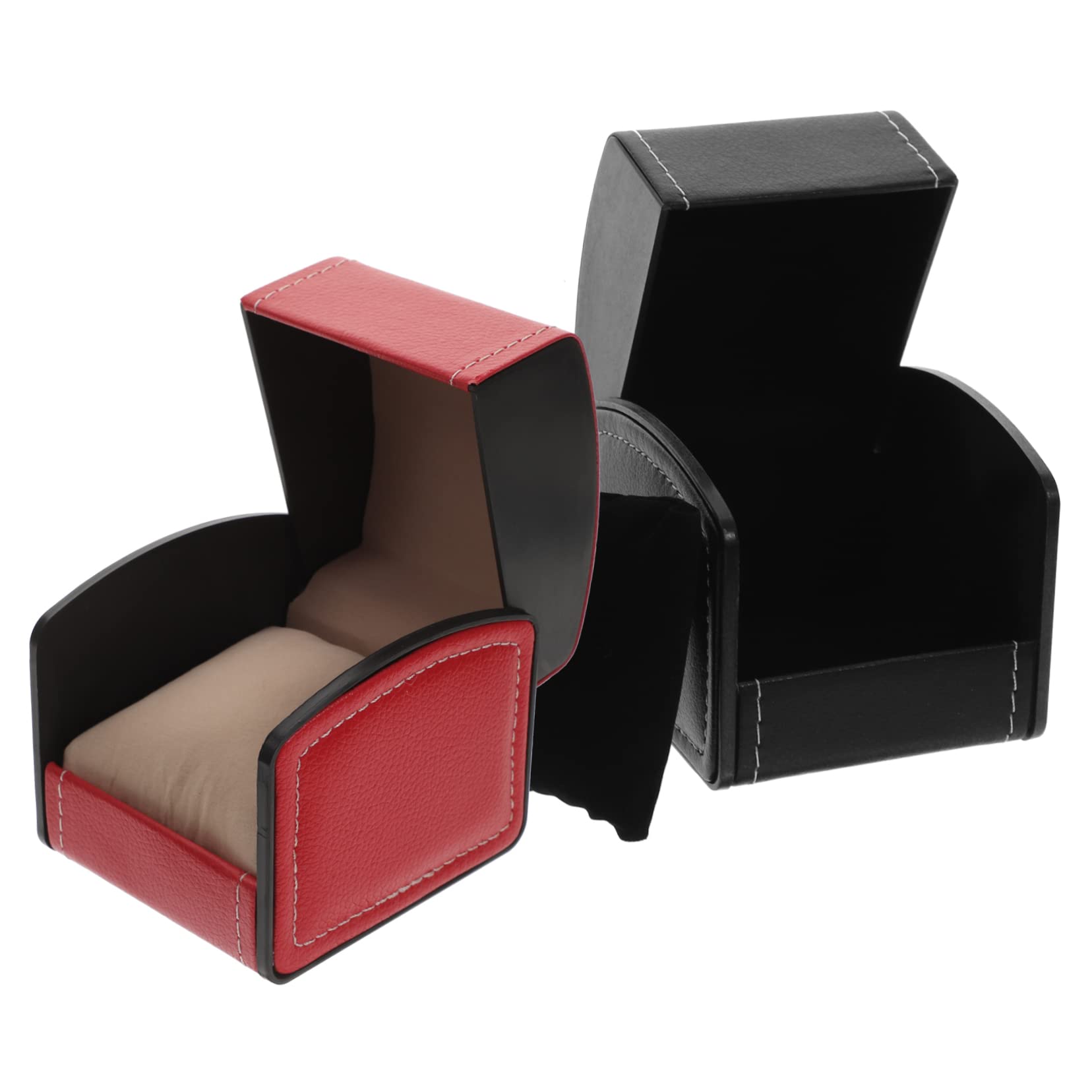 Beavorty 2Pcs PU Watch Storage Case Scratch Watch Box for Home Travel Elegant Design Watch Holder for Men Women Durable Portable Organizer for Watches Accessories