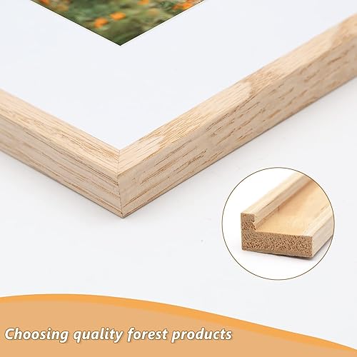 Miniatura 5 de ATOBART Portarretratos de madera de roble de 8 x 10 pulgadas, marco de fotos de madera de roble de 5 x 7 pulgadas con paspartú u 8 x 10 pulgadas sin