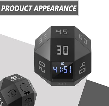 Flip Timer with Small Screen - 3 Alert Modes (Sound, Vibration, Silent) - Versatile for Classroom, Cooking, Baking & Study Sessions (White)
