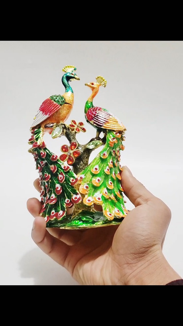 SEVENBEES Hand Painted Pair of Peacocks Figurine Enamel  on Amazon Live