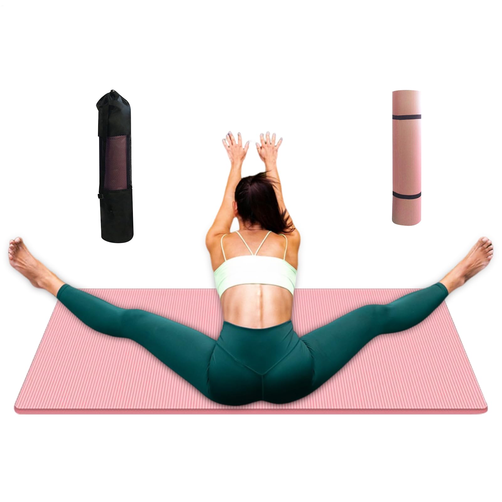 Tappetino da yoga spesso - Cuscinetto da 0,6 pollici assorbe gli impatti Attrezzature per l'allenamento,Tappetino spesso con borsa di immagazzinaggio | Per Palestra In Casa Allungamento