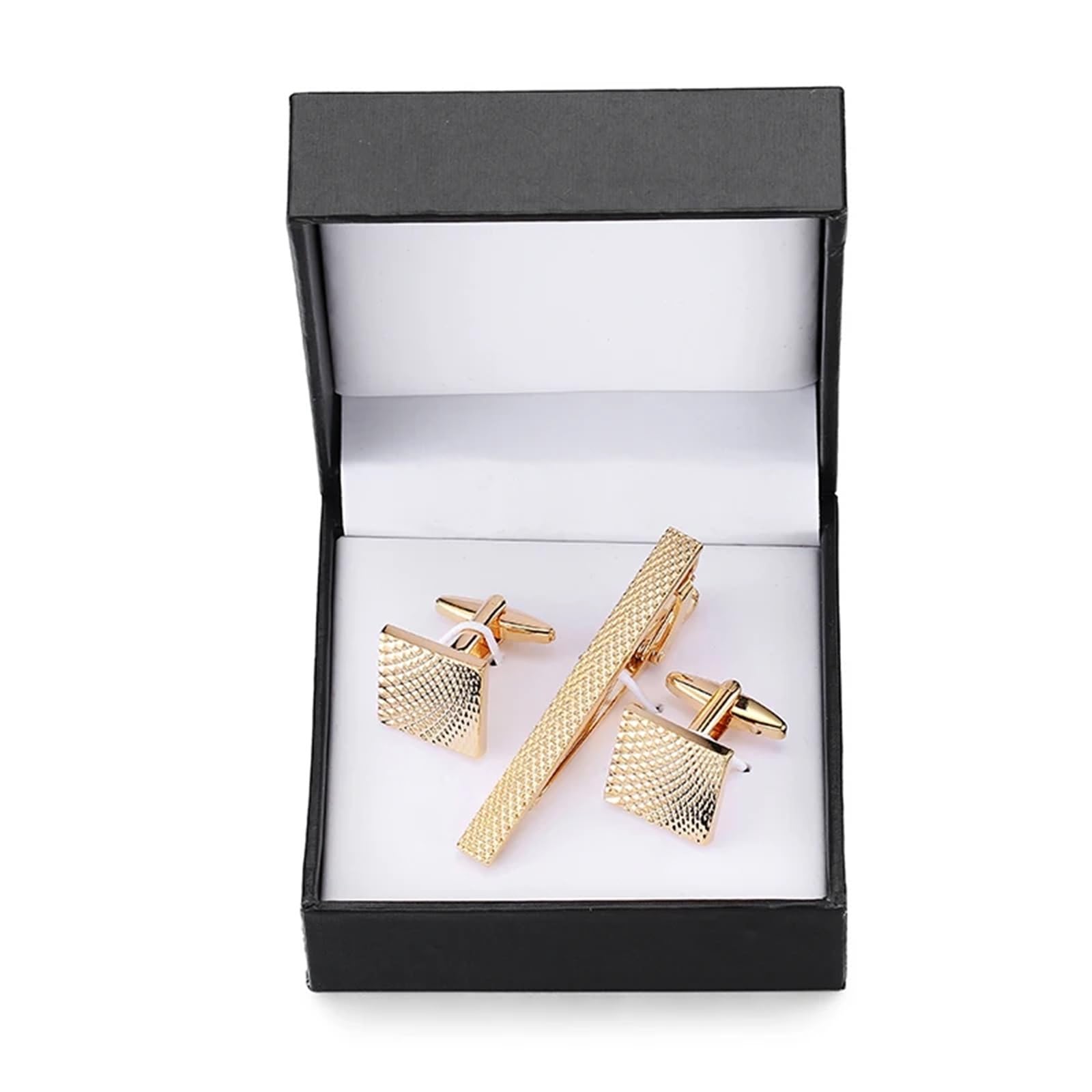 Juego de gemelos con clip corbata flor cuadrada material cobre for camisa hombre, negocios Para Hombre