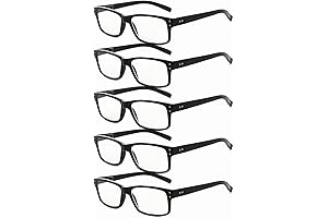 Eyekepper 5 Pack Reading Glasses for Men Spring Hinges Classic Readers Black Frame +1.50