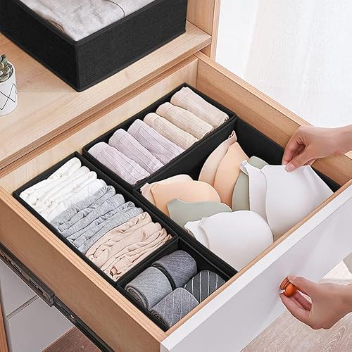Miniatura 8 de HaydeMan Organizador de cajones para ropa (paquete de 6, negro). Organiza fácilmente tu armario, aparador, maquillaje o baño. Ideal para clasificar
