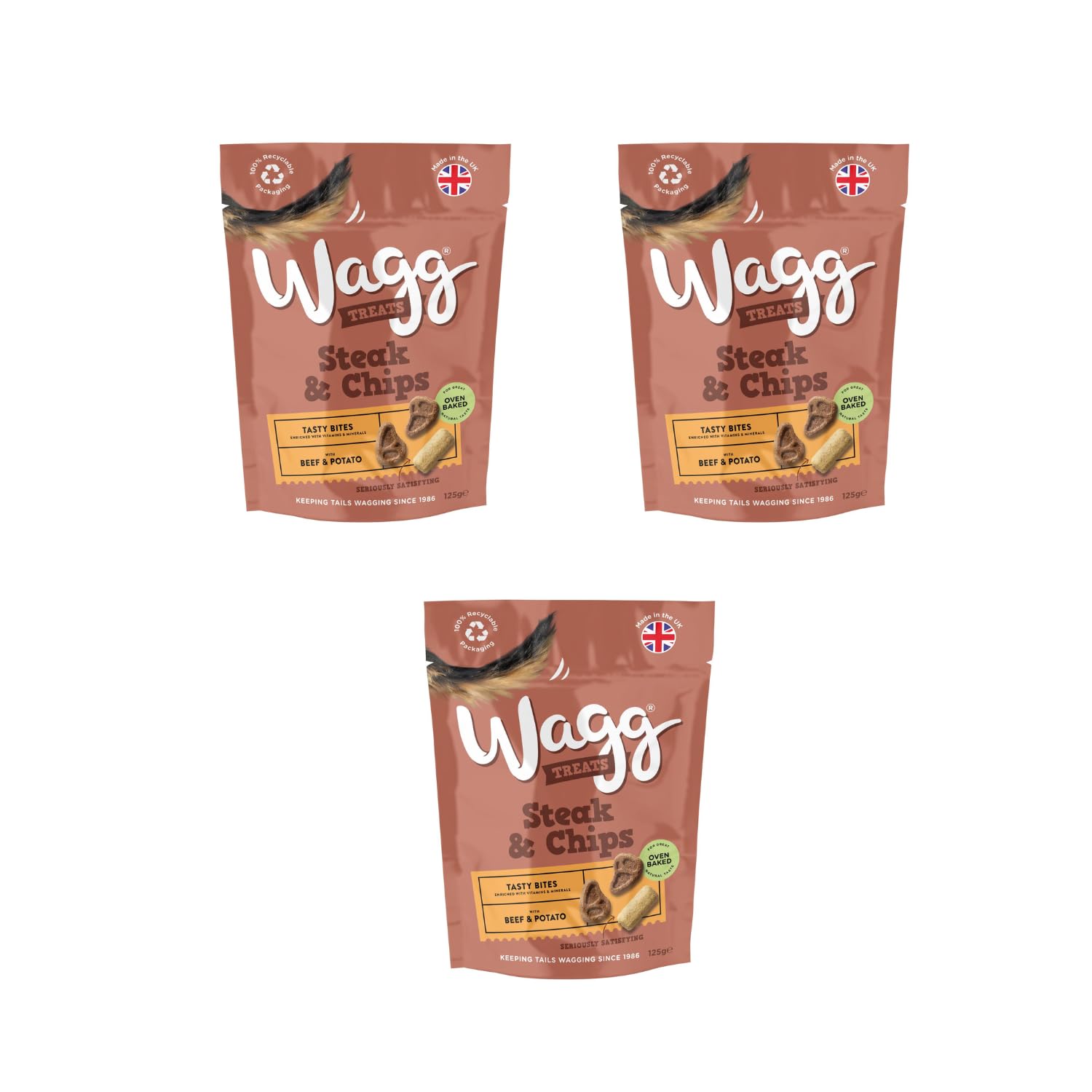 Treats Tasty Bites 125g - Steak & Chips - Training Treats for Puppy - Pack of 3