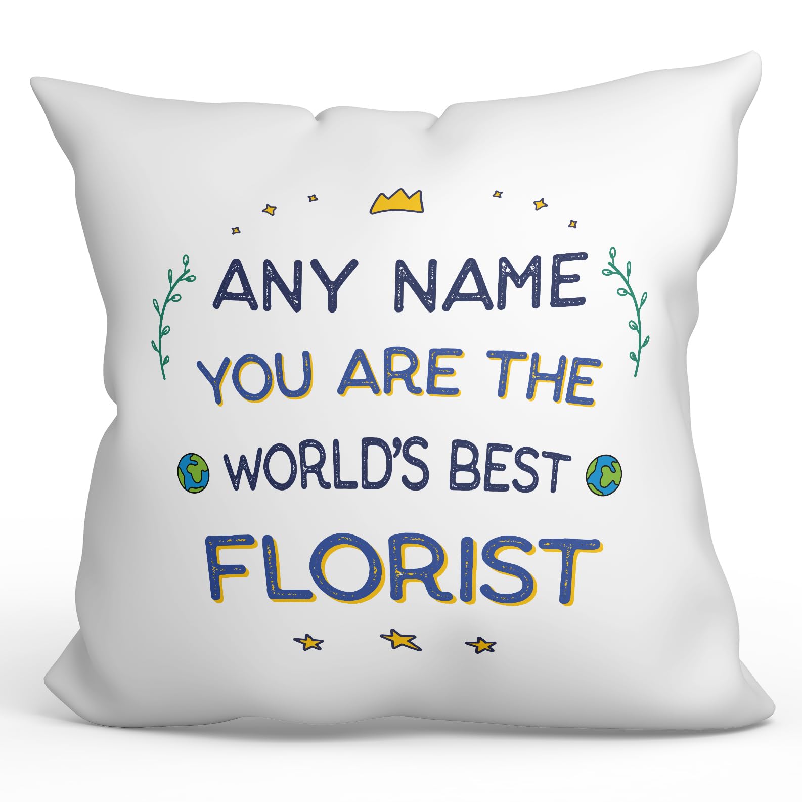 MUGFFINS Personalised Cushion for FLORIST Padding included - in English - World's Best - Funny custom gift - Pillow: cover and filling 15.7x15.7 inches โ image 1