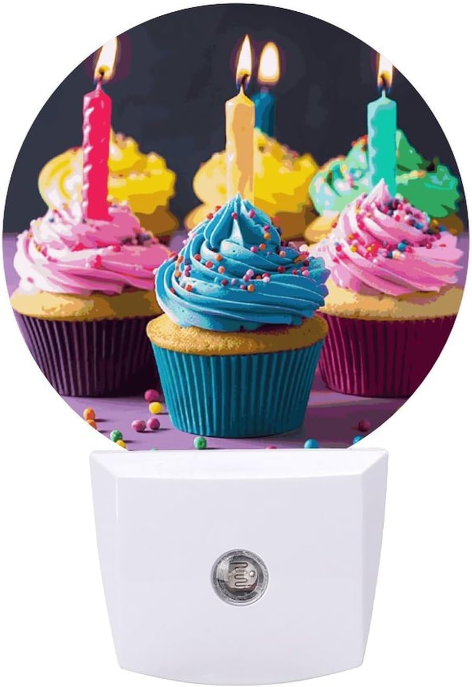 Smart LED Colorful Birthday Cupcakes Printed Wall Mounted Night Light – Ideal for Hallway, Bathroom & More!Your Ideal Lighting Companion