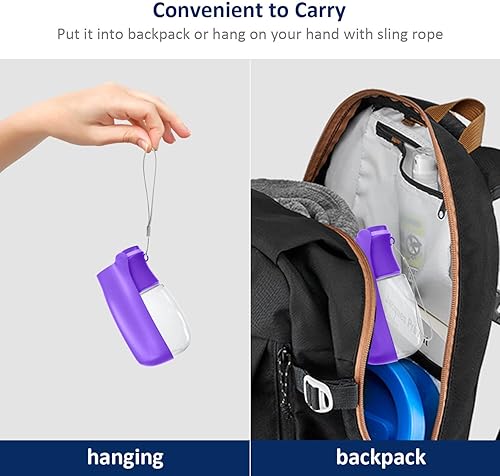 Miniatura 6 de WePet Botella de agua plegable portátil para perros, dispensador de agua para cachorros con alimentador para beber, 12 onzas, resistente a altas