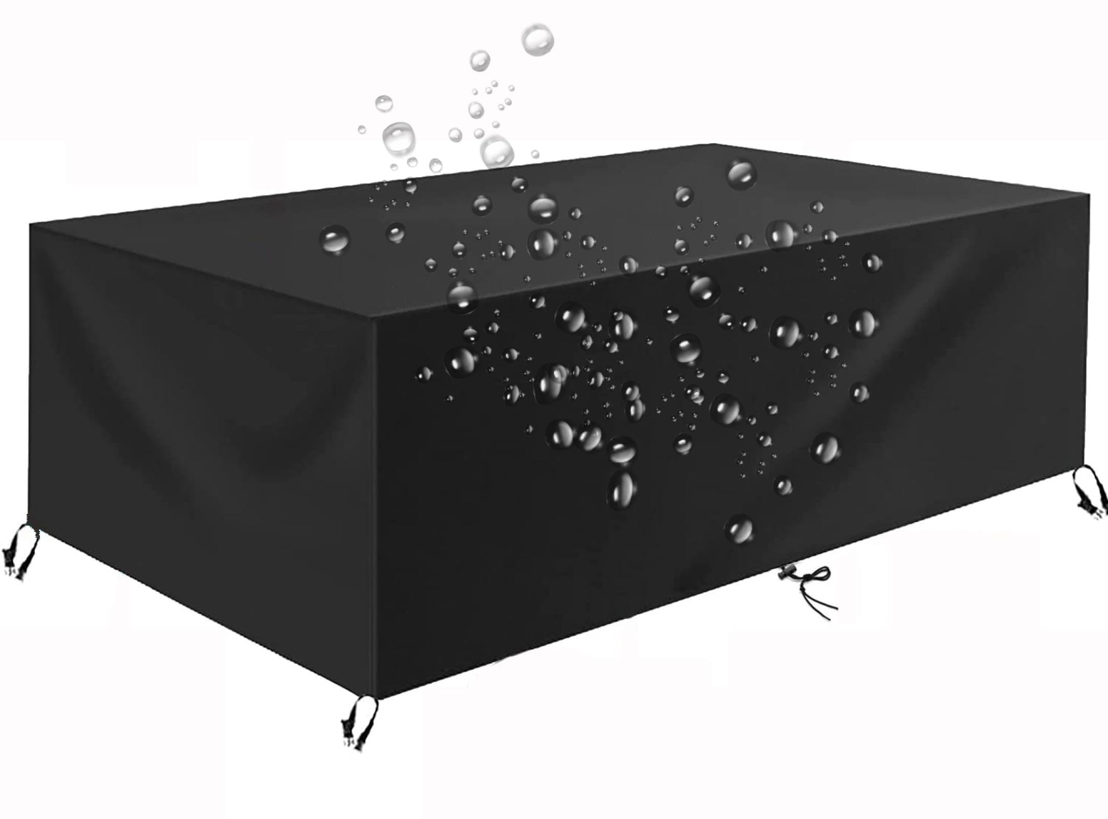 Copertura impermeabile antivento per mobili da giardino, 310 x 305 x 70 cm, resistente, nera, per tavolo da patio e set da salotto, ideale per tutte le condizioni atmosferiche