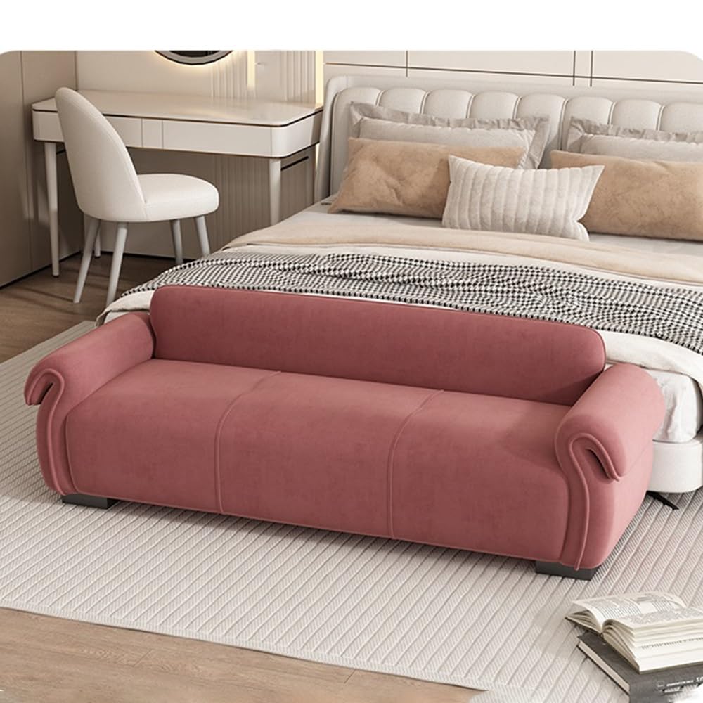 Kremowa sypialnia ławka stylowy stołek do szatni i salonu wszechstronny stołek do przewijania i stołek na sofę elegancki różowy design średni rozmiar do wystroju domu