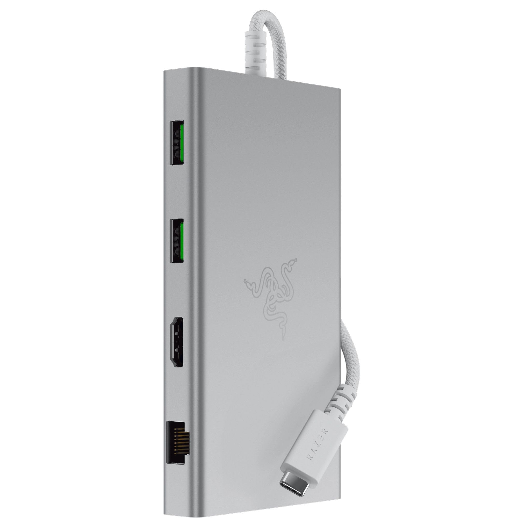 Razer USB-C Dock - 11 Anschlüsse mit HDMI, Gigabit-Ethernet, 3,5mm-Audio-Anschluss, USB-A & -C, kompatibel mit Windows und Mac (Bildschirm-Ausgabe mit 4K, 7.1 Surround Sound) Mercury