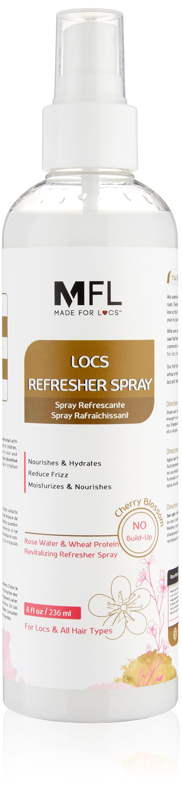 Made For Locs Vegan Rose Water Refresher Spray | Locs Moisturizer | Locs Deodorizer | Amazing Scents (Cherry Blossom, 8 oz)
