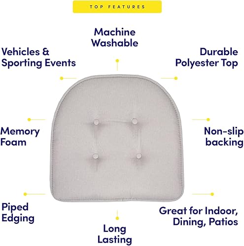 Miniatura 5 de Sweet Home Collection - Cojín de espuma viscoelástica para silla, con capitoné, parte trasera de goma antideslizante, en forma de U, 17 x