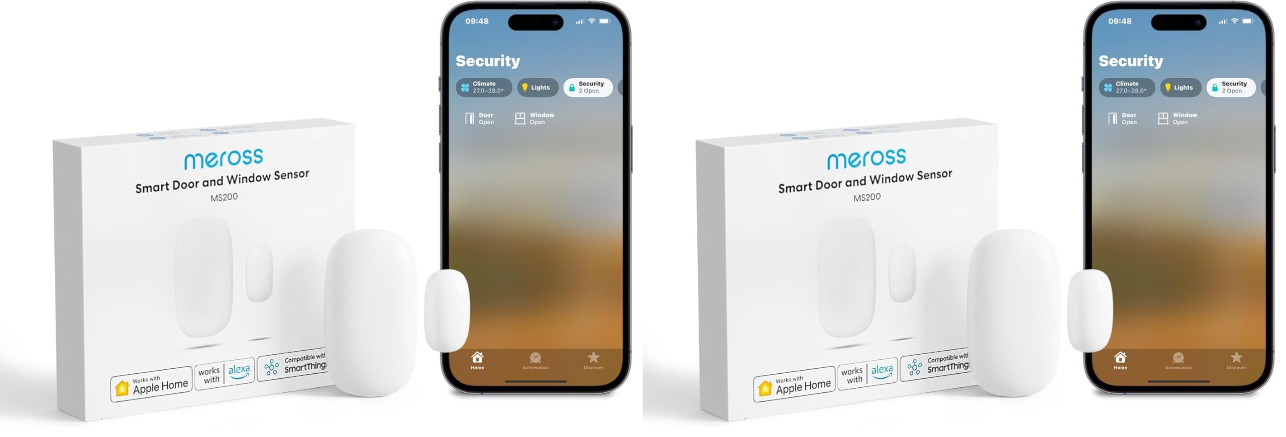 Meross WLAN Tür- und Fenstersensor, Erfordert Meross Hub, Mini Smart Magnetischer Fensterkontakt mit Echtzeit Alarm, Kompatibel mit Alexa, Apple Home, Google Home und SmartThings (Enthält keinen Hub)