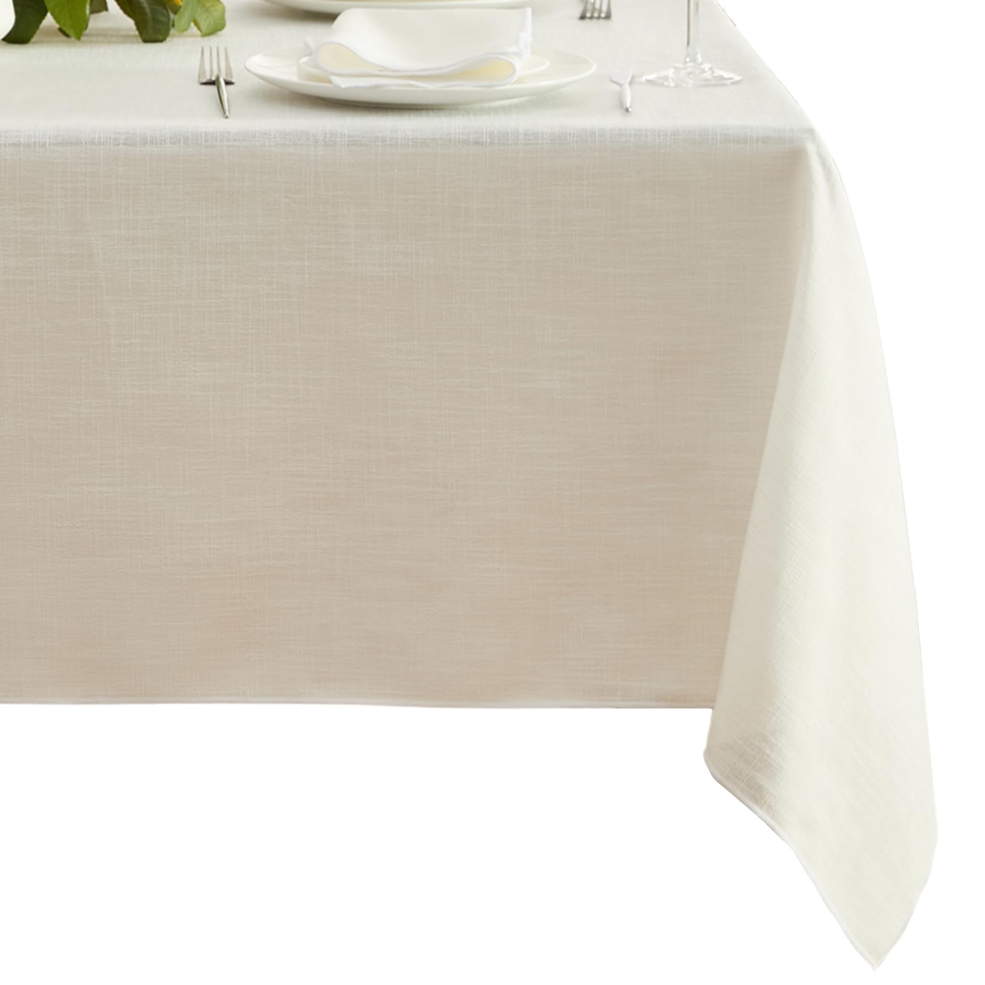 Elrene Home Fashions Villeroy & Boch Classic Embroidered Border Tablecloth - Elegant Table Cover for Dining Table, Weddings, Events, White 60