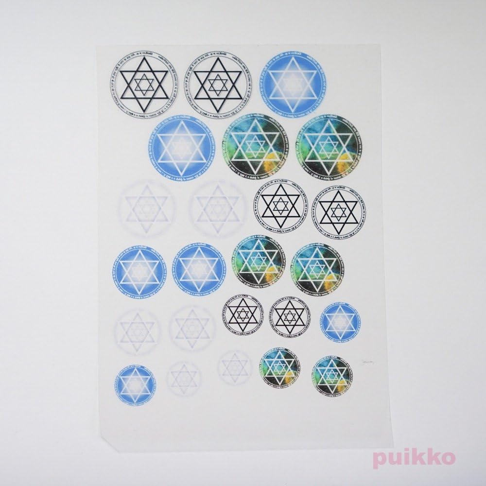 レジン 封入シート クリアー 155mm 105mm 魔法陣 イラストシート コラージュフィルム 六芒星 キャット 1枚 埋め込み ブラック 猫