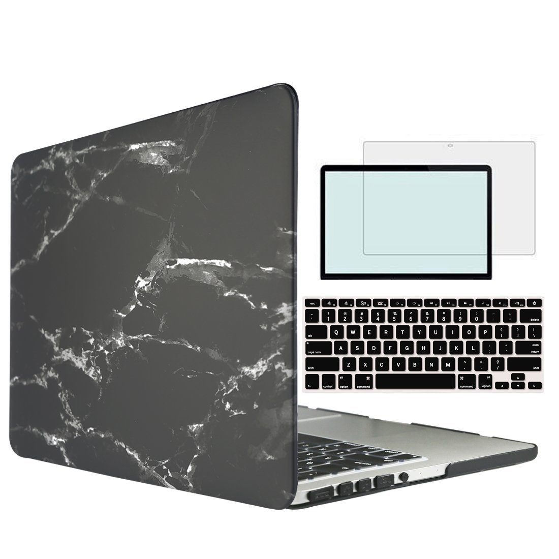 Compatible with MacBook Pro 13 inch Case with CD-ROM Model A1278 Release 2008-2012, 4 in 1 Hard Shell Plastic Snap on Case with Keyboard Skin Screen Protector for Mac Book Pro 13.3,Marble Gray