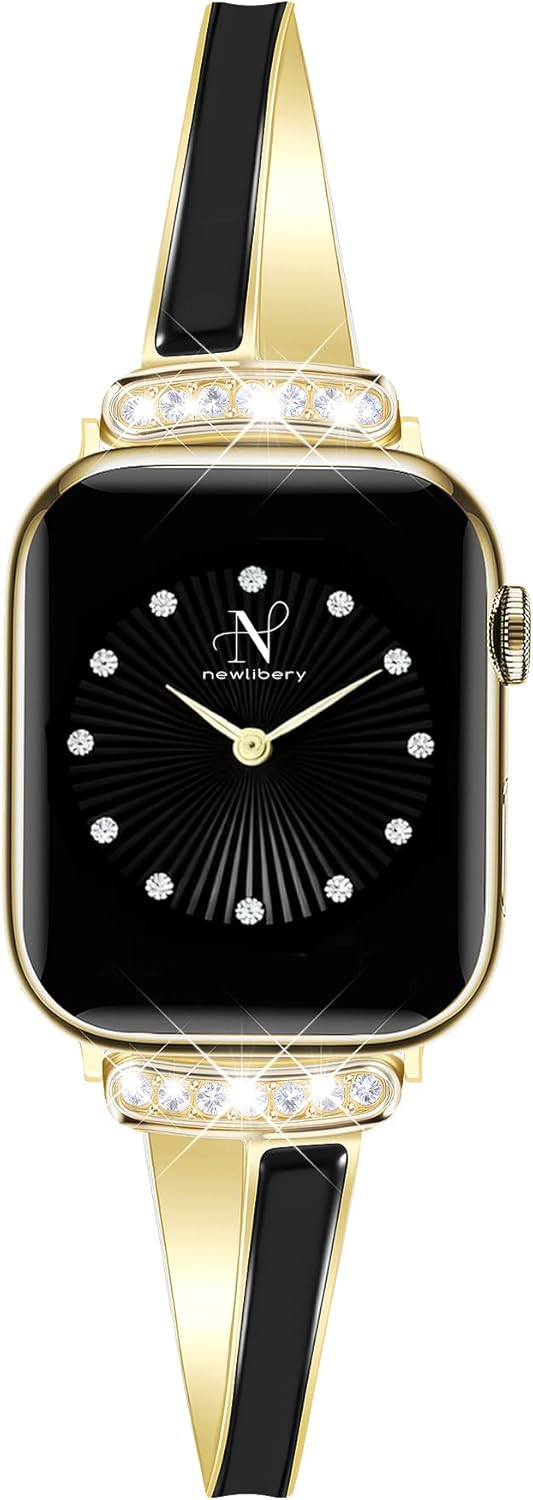 Gold Slim Band for Women Compatible with Apple Watch 38mm 40mm 41mm 42mm(S10/11) Designer Bling Jewelry Dressy Bracelet Adjustable Metal Strap for iWatch Series 11/10/9/8/7/6/5/4/SE 3/2/1