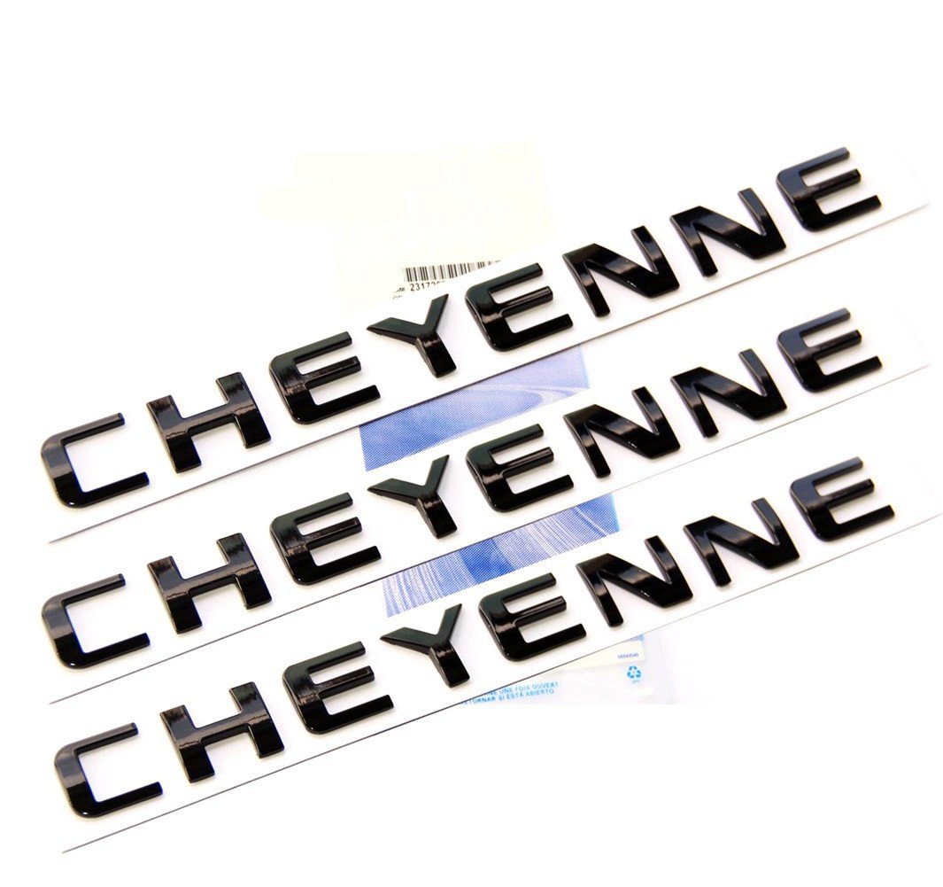 Yoaoo 3Pack OEM Black Cheyenne Nameplate Emblems Badge Compatible with Silverado Shiny 3D New