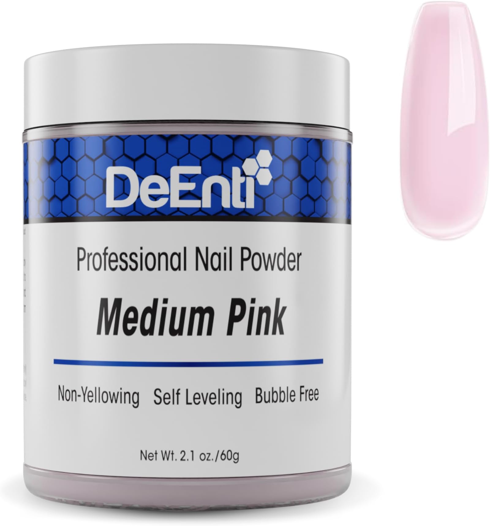 DeEnterprises Professional Acrylic Powder (2 oz, Medium Pink), Medium Pink for Pink & Whites Acrylic Powder for Long-Lasting Salon Quality Nails, DIY Lovers Dream Nail Acrylic