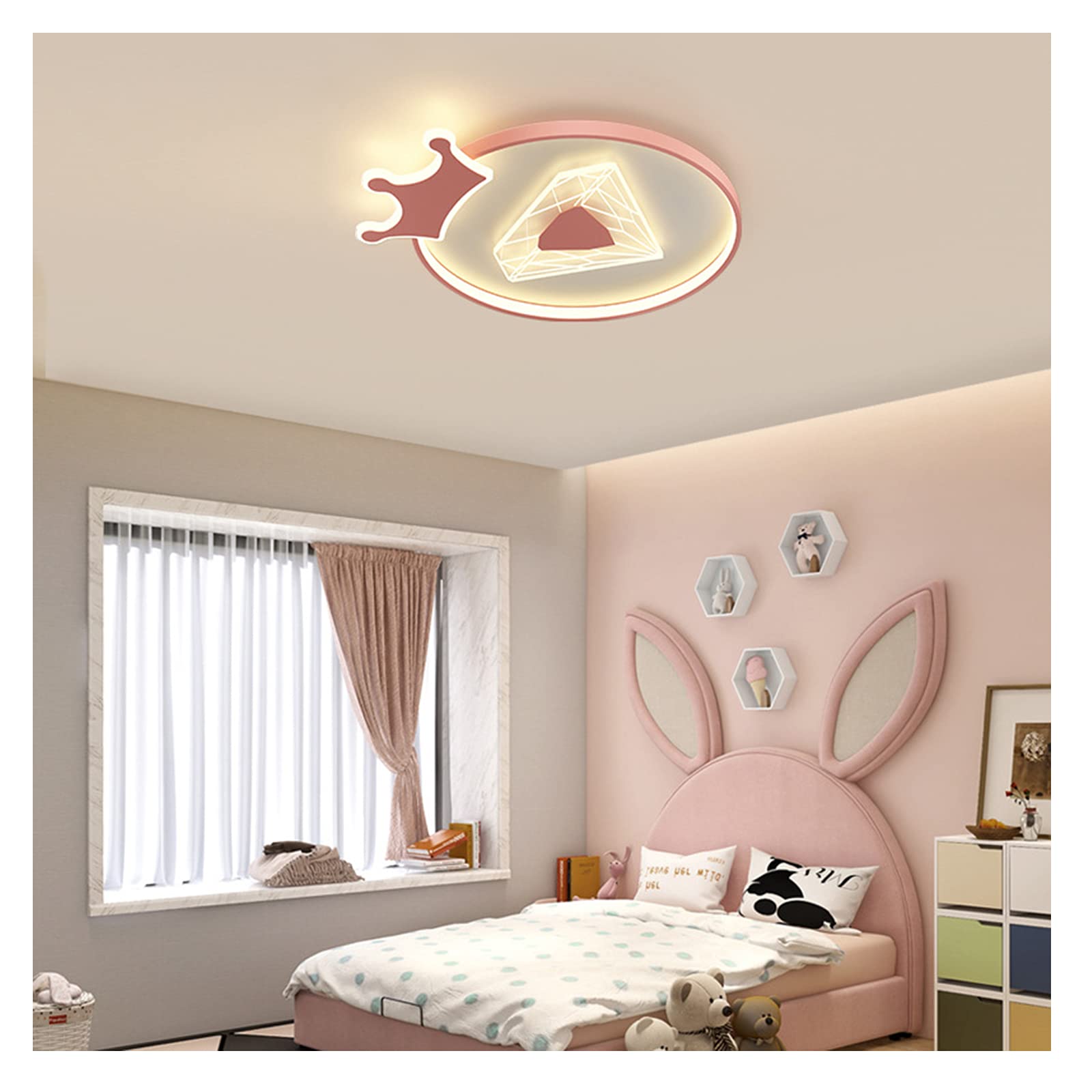 LED Ceiling Light, Children's Room Ceiling Lamp, Simple Modern Crown LED Flush Mount Ceiling Light for Girls Boys Bedroom Living Room Study Room 35W