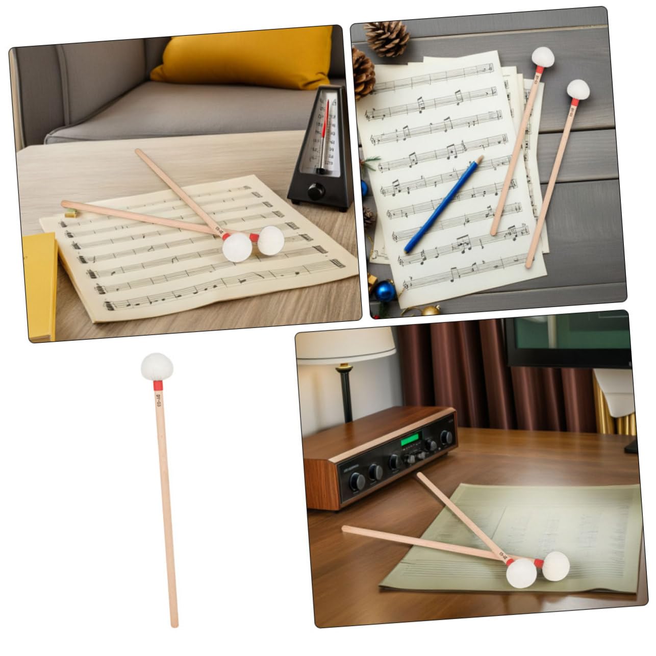 Alasum 4 Stück Paukenschlägel Filz Paukenschlägel Trommelschlägel Trommelschlägel Für Pauke Marimba Schlägel Mit Holzgriffen Holztrommelstöcke Trommelhammer Beige Ahorn