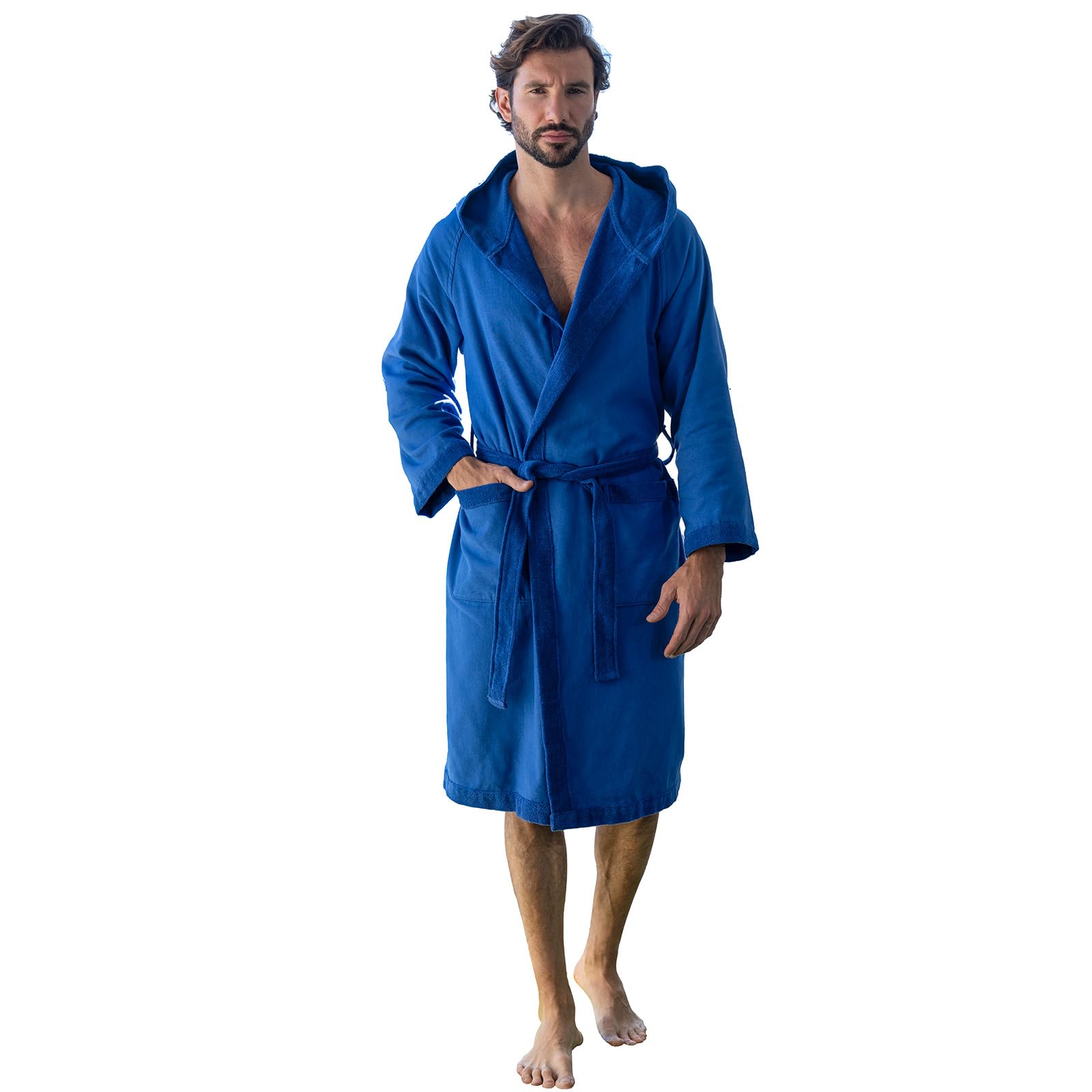 nice homeit Accappatoio Donna e Uomo in Spugna 100% Cotone - Accappatoio Super Assorbente con Cappuccio - Morbido, Leggero, Anti-Pilling, Made in Italia