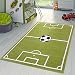 Produktbild T&T Design Kinder Teppich Fußball Spielen Kinderzimmerteppiche Fußballplatz in Grün Creme, Größe:120x170 cm