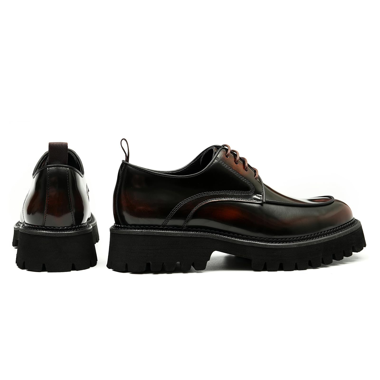 Derbys Business Casuale Comode Suola Spessa da Uomo Scarpe Eleganti Formali Scarpe Stringate in Vera Pelle