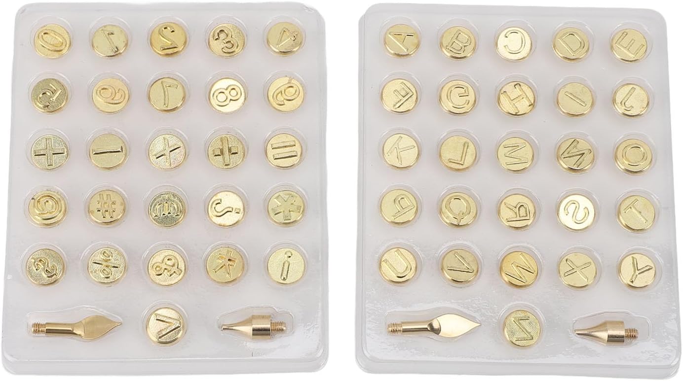 Wood Burning Stamp, Wood Burning Kit Letters Uppercase Alphabet Branding and Personalization Set DIY Brass Carving Tip Wood Burning Tips for Wood Paper Leather and Gourds