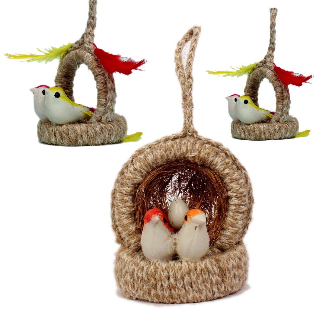 Pet Believe Bird Nest Decor Artificial 2 Birds Jute Nest Hanging for Balcony |Home Decor Wall Hanging Decorative Showpiece |Garden Decoration Crafts Outdoor (Set of 3) (jhumar) (B0B3VRL2F3) Amazon Price History, Amazon Price Tracker