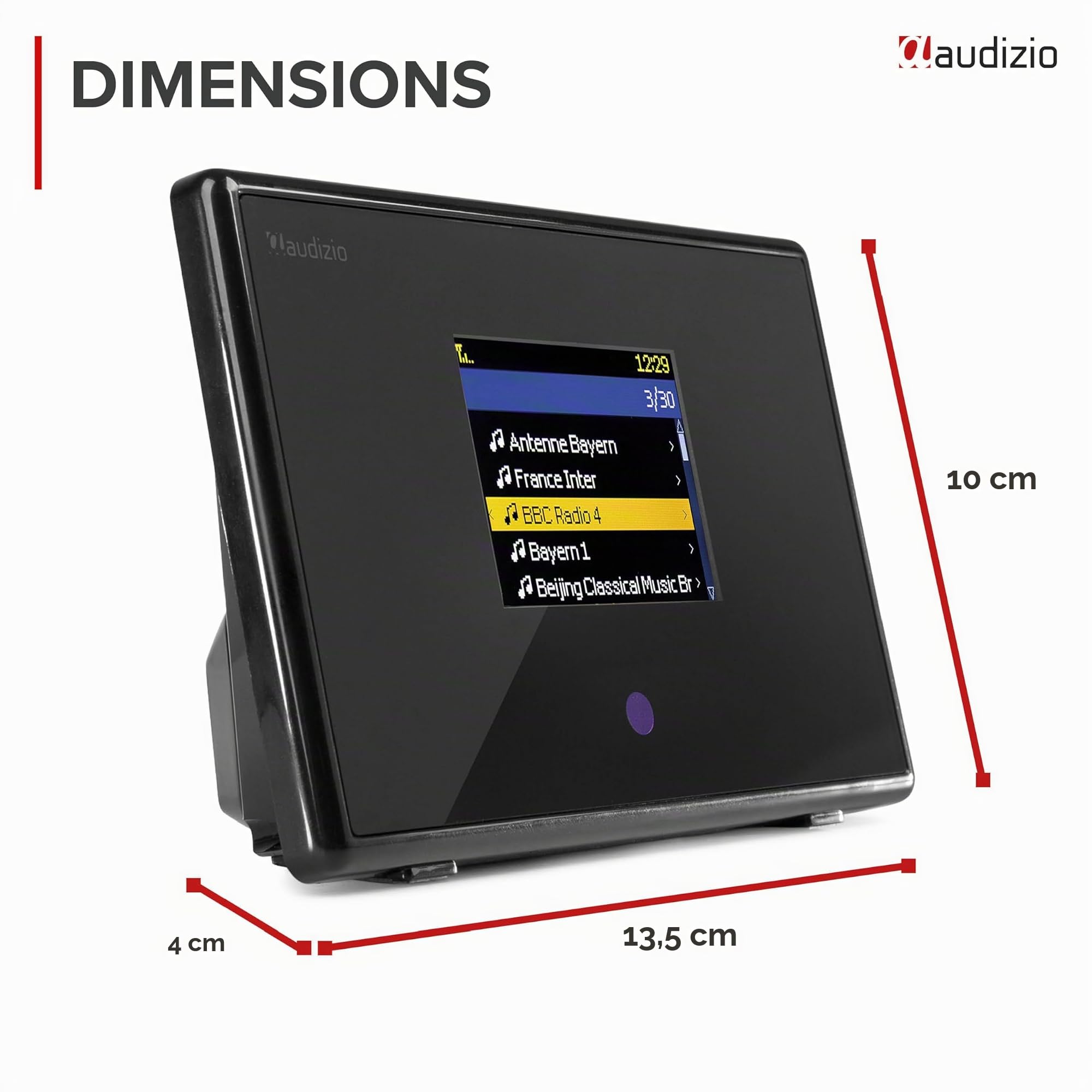 Audizio Turin Tuner Radio Internet WiFi avec Sortie BT sans Fil - Adaptateur Hi-FI pour Écouter la Radio sur Enceintes ou Casque BT - Radio Internet Maison Compacte