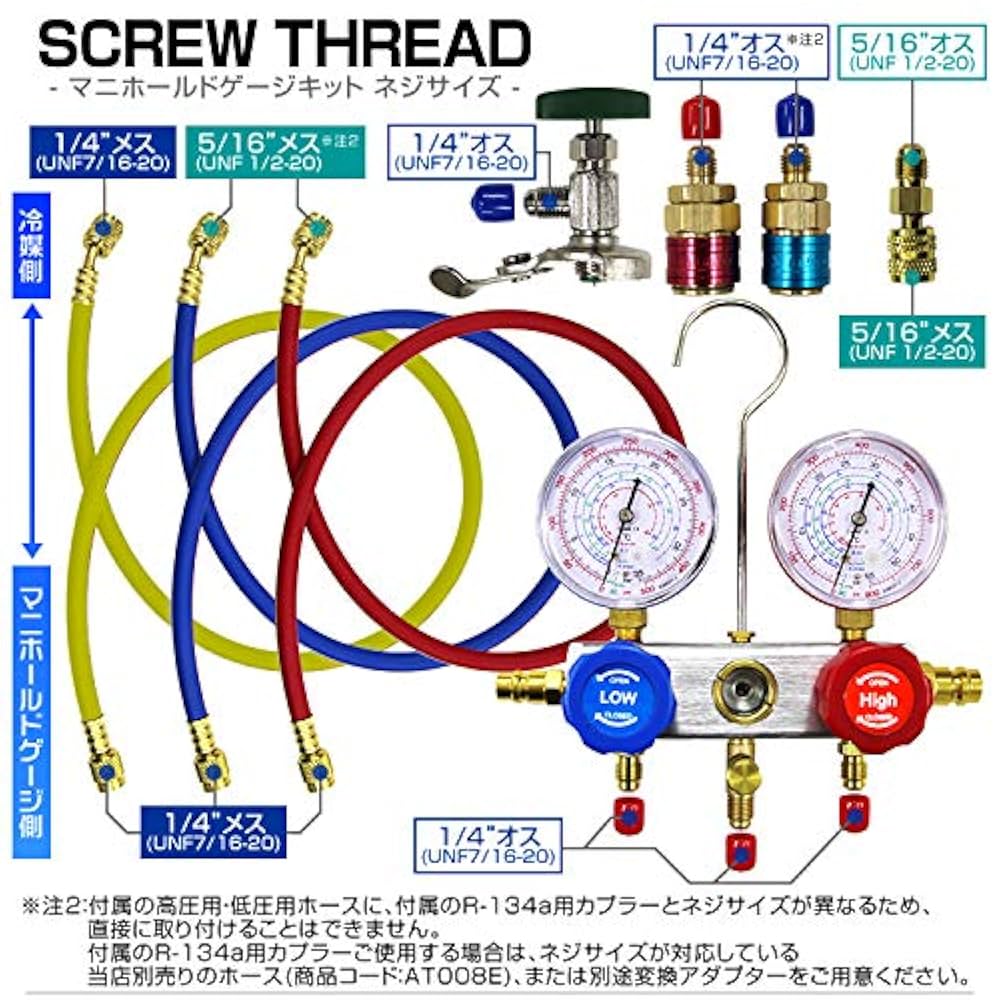 エアコンガスチャージ4点セット対応冷媒R32 R134a R410a R404a Amazon.co.jp: WEIMALL エアコン ガスチャージ マニホールド