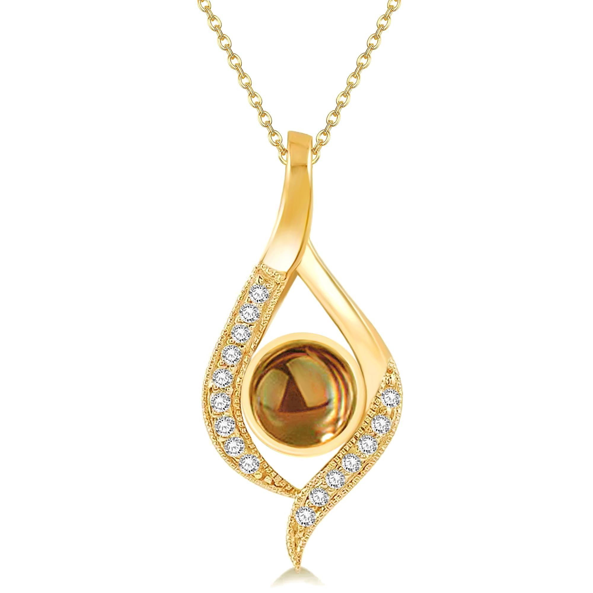 Collana con proiezione di immagini personalizzate Collana con pendente a goccia in argento sterling 925 Collana con proiezione di foto personalizzate Ti amo Collana in 100 lingue