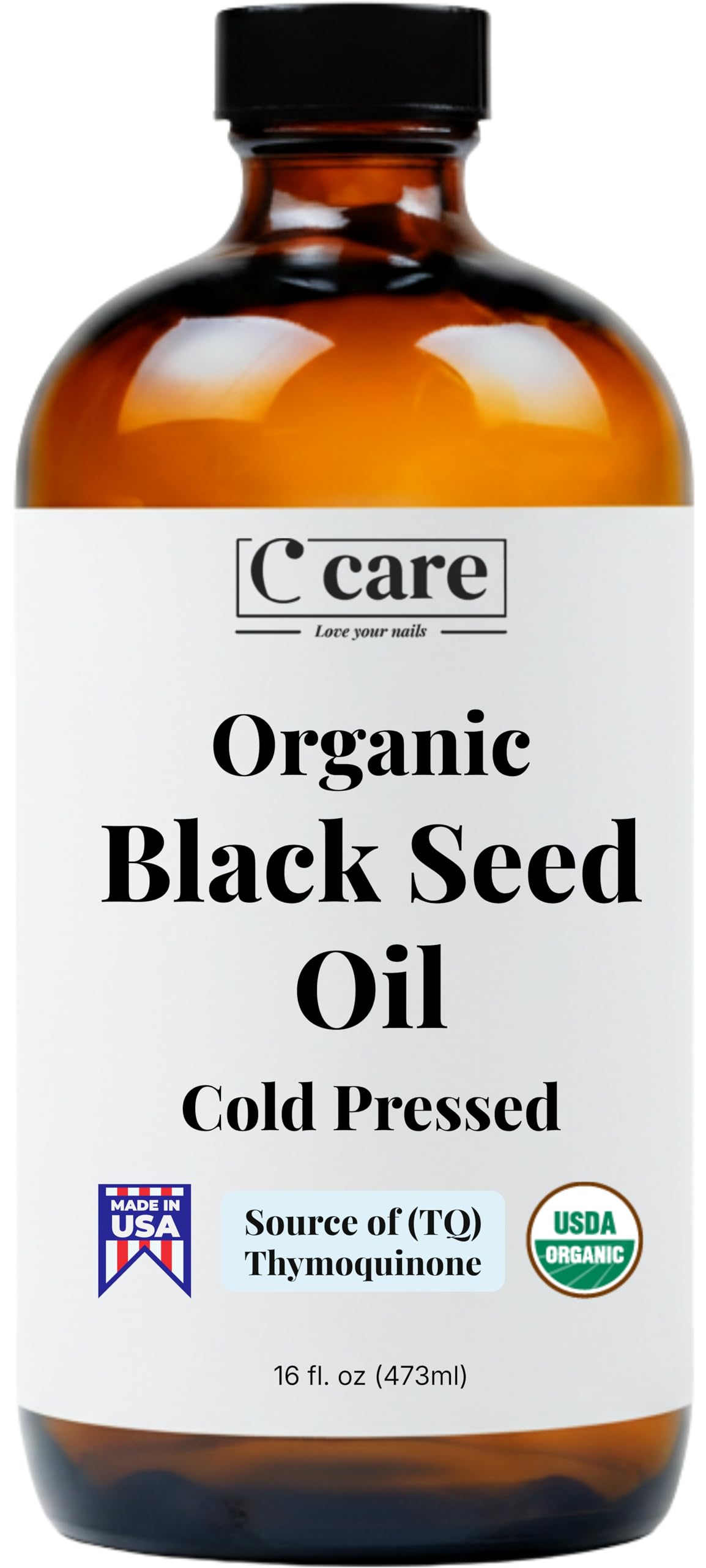 Black Seed Oil Organic Cold Pressed Unrefined Glass Bottle | USDA Certified Organic Black Cumin Seed Oil | High Thymoquinone Omega 3 6 9 | For Immune