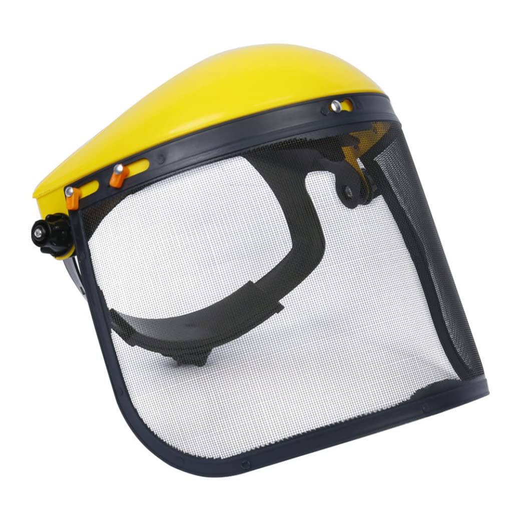 Visera de seguridad de malla amarilla para casco cortacésped forestal