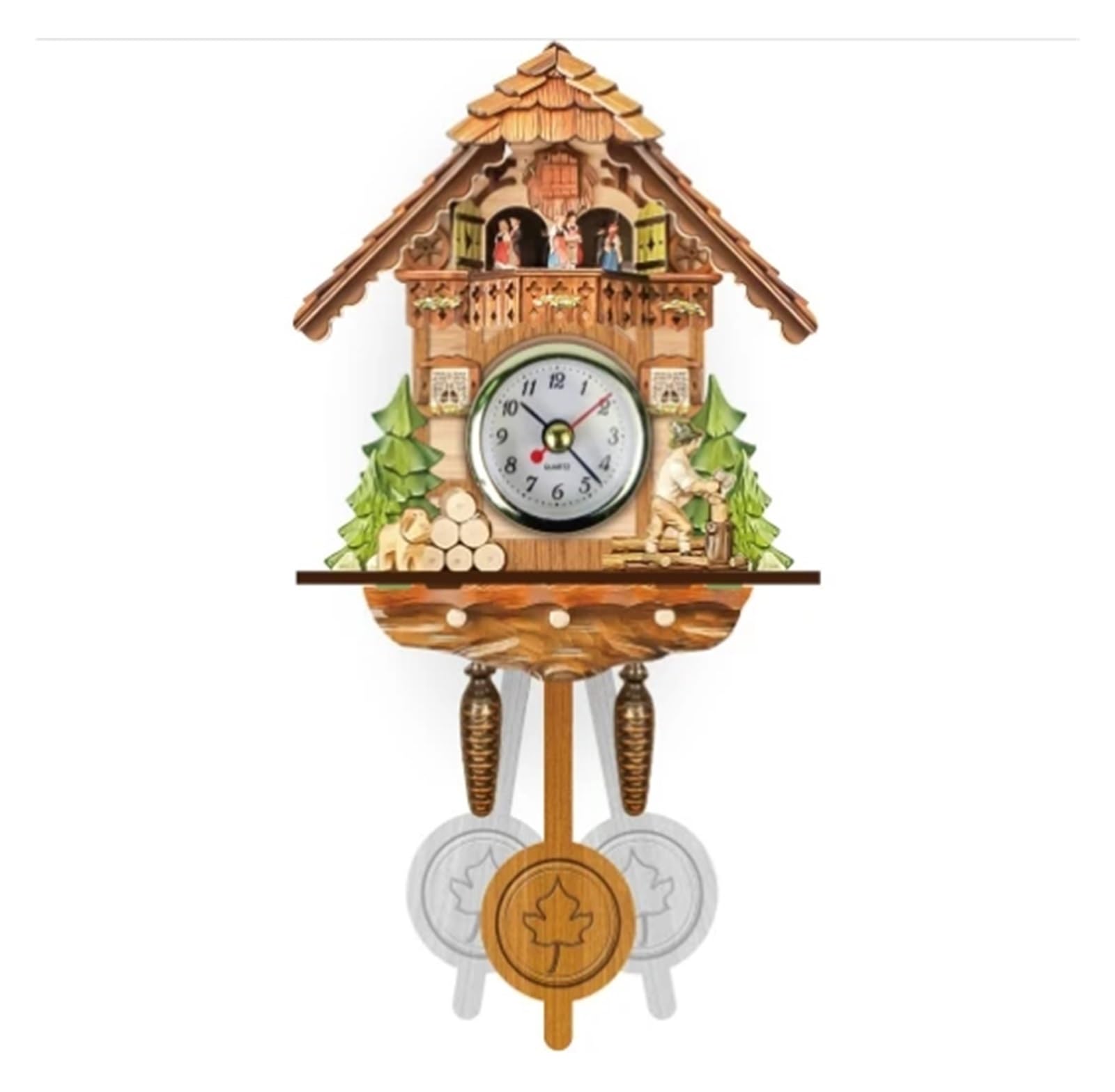 Gsclz Cm003 Wood Cuckoo Wall Clock With Bird Design Living Room Home Decor Clocks Hanging Pendulum Craft Art For Wall Art Home Office Decoration(Cm003)