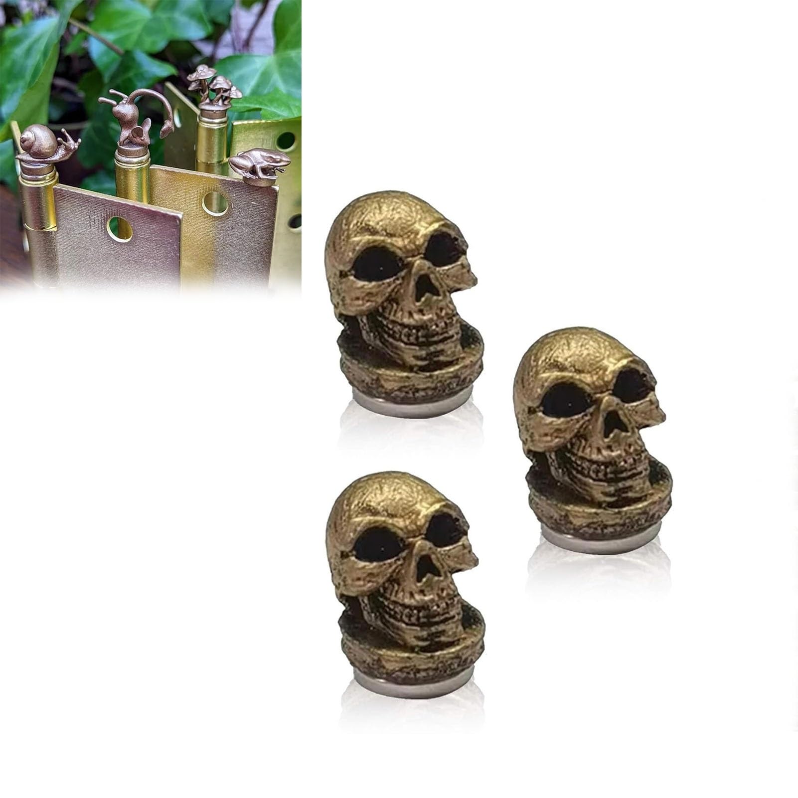 Hinge Head Home Decoration,Vintage Fun Animal Door Door Frame Hinge Top Decoration,Antique Copper Animal Hinge Head Magnet,Door Frame Topper, Door Hinge Pin Topper for Animal Lovers(Skeleton-3pcs)