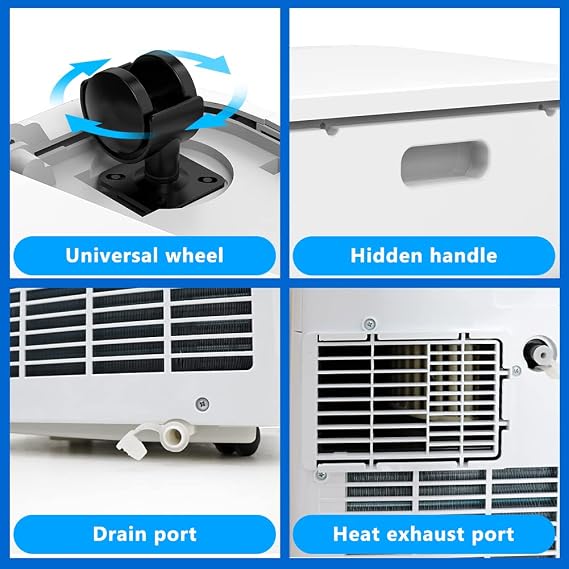 10000 BTU Portable Air Conditioner with Remote, 4 Modes Cooling, Fan, Dehumidifier, Sleep Mode, 2Speeds, 24H Timer, Window Installation Kit, Energy Efficient Floor AC Unit for Rooms Up to 450 Sq.Ft