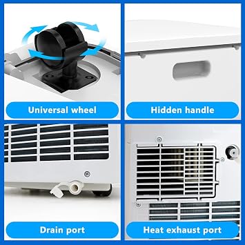10000 BTU Portable Air Conditioner with Remote, 4 Modes Cooling, Fan, Dehumidifier, Sleep Mode, 2Speeds, 24H Timer, Window Installation Kit, Energy Efficient Floor AC Unit for Rooms Up to 450 Sq.Ft