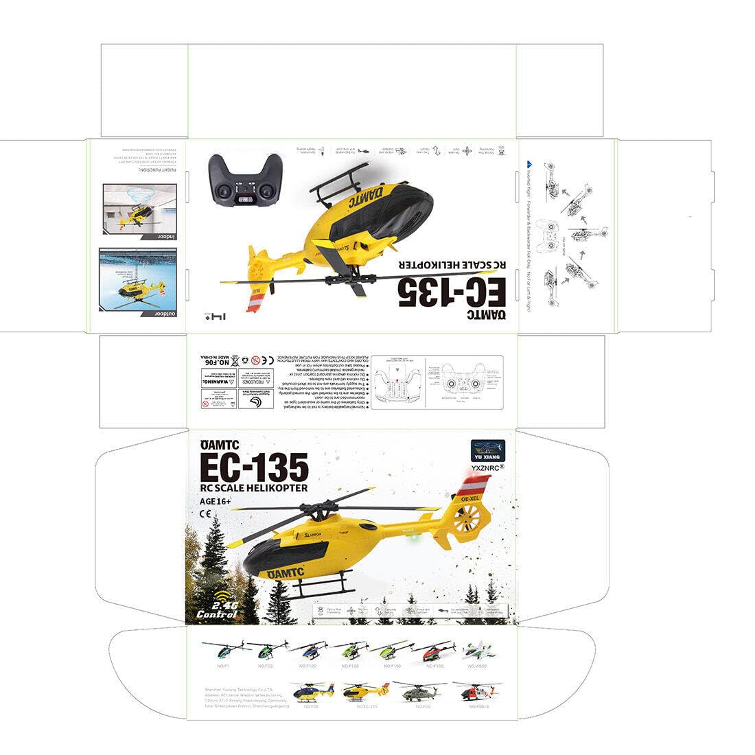 Helikopter RC 1/36 dla dorosłych, F06 EC-135 zdalnie sterowany helikopter samolot 6 CH bezpośredni napęd bezszczotkowy samoloty RC wojskowy model śmigłowca bezlotkowego - wersja RTF