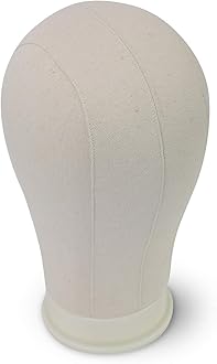 EERYA 24 Inch Wig Head Stand Set for Wig Making Display Styling Training Poly Canvas Block Head with Mount Hole Mannequin Manikin Head Stand(24 Inch)