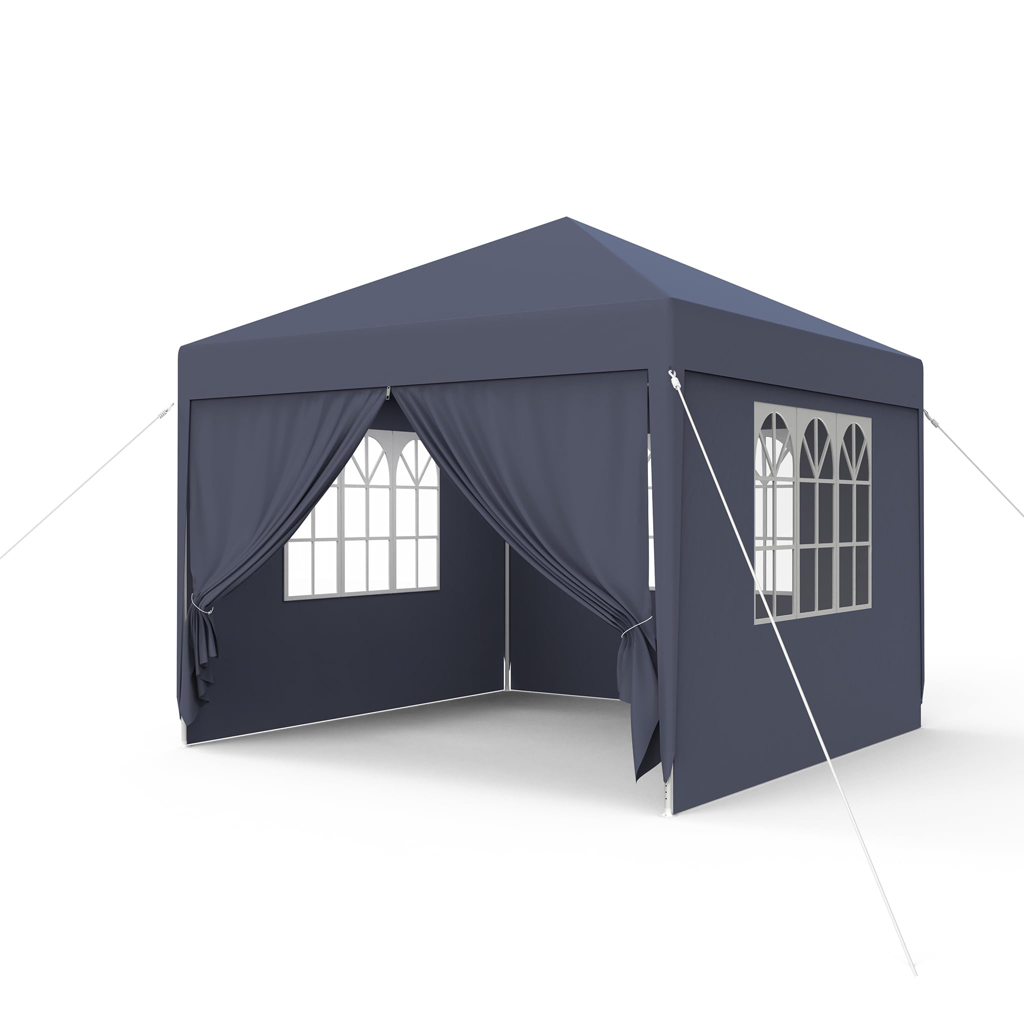 FIVMEN Tonnelle 3x3m Tente de Fête avec Panneaux Latéraux et Fenêtres Tonnelle de Jardin Exterieur en Polyester Protection UV Imperméable Gazebo Tente de Reception, Anthracite