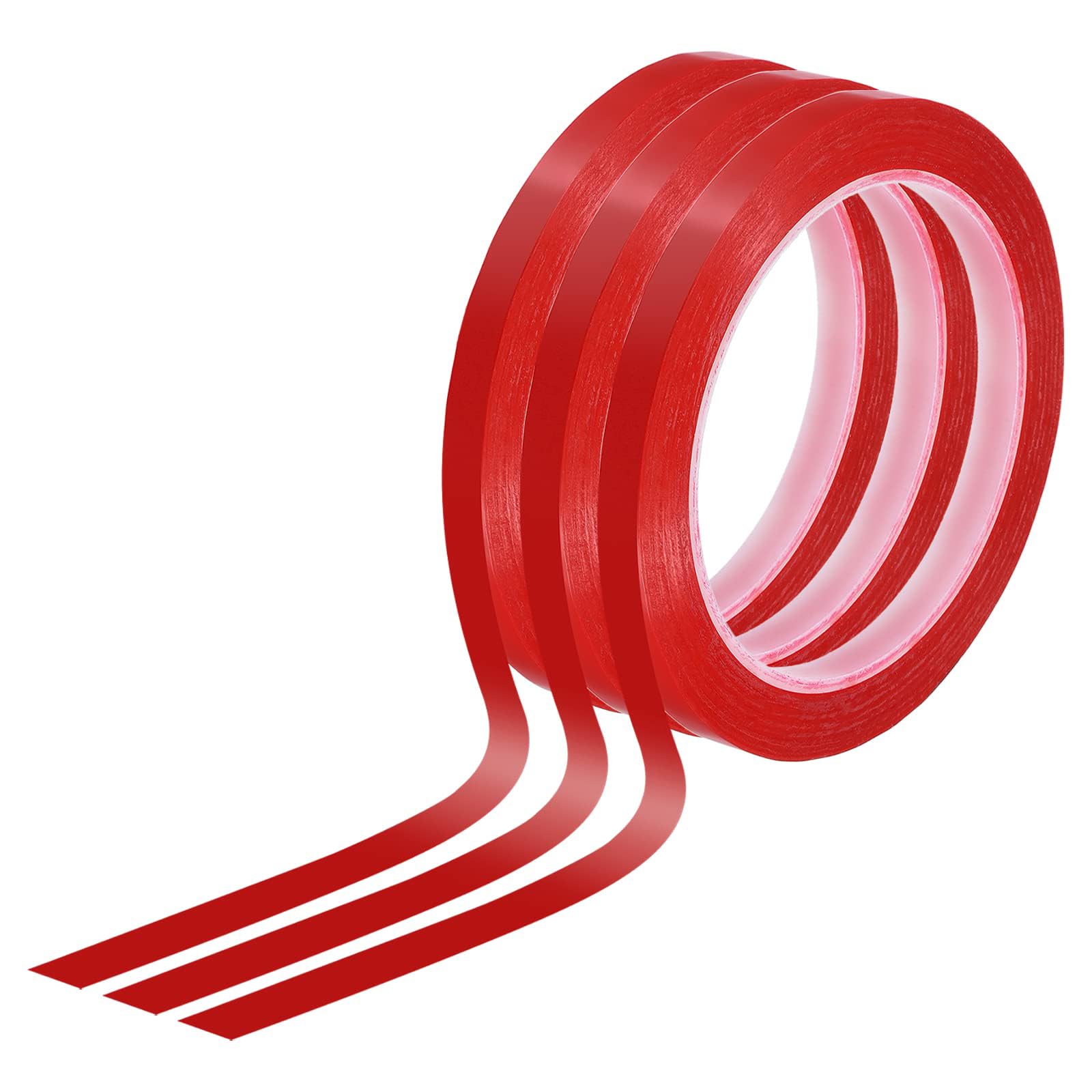 TOP-VIGOR Whiteboard Tape 8mm 5/16", 3 Thin Self Adhesive Marking Tape for White Board Grid Lines Charts DIY Crafts and Classroom Accessories, Red