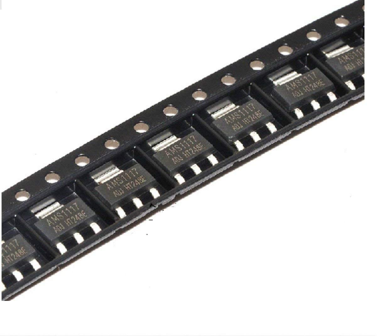 GURU ELECTRONICS 10Pcs AMS1117-ADJ AMS1117 LM1117 1A SOT-223 Voltage Regulator