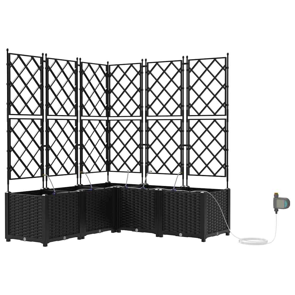 vidaXL Doniczka ogrodowa 5 pcs Czarny 120 x 120 x 142 cm, Ogród i taras, nowoczesna doniczka samonawadniająca, trwały pojemnik na rośliny patio
