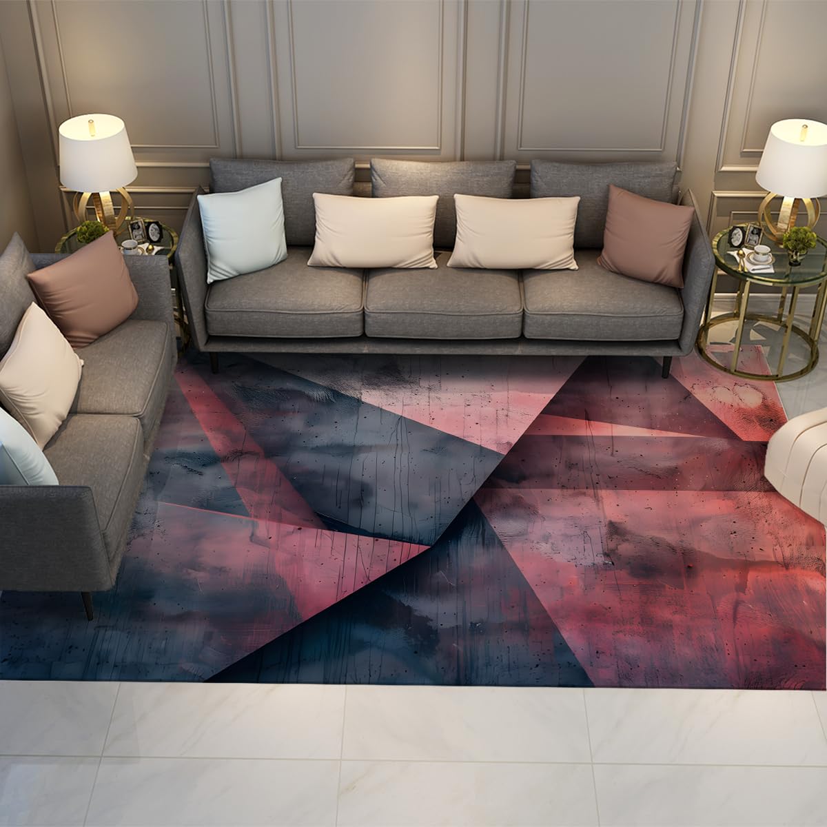Tapis 120x150 lavable machine carpette salon géométrique anti taches