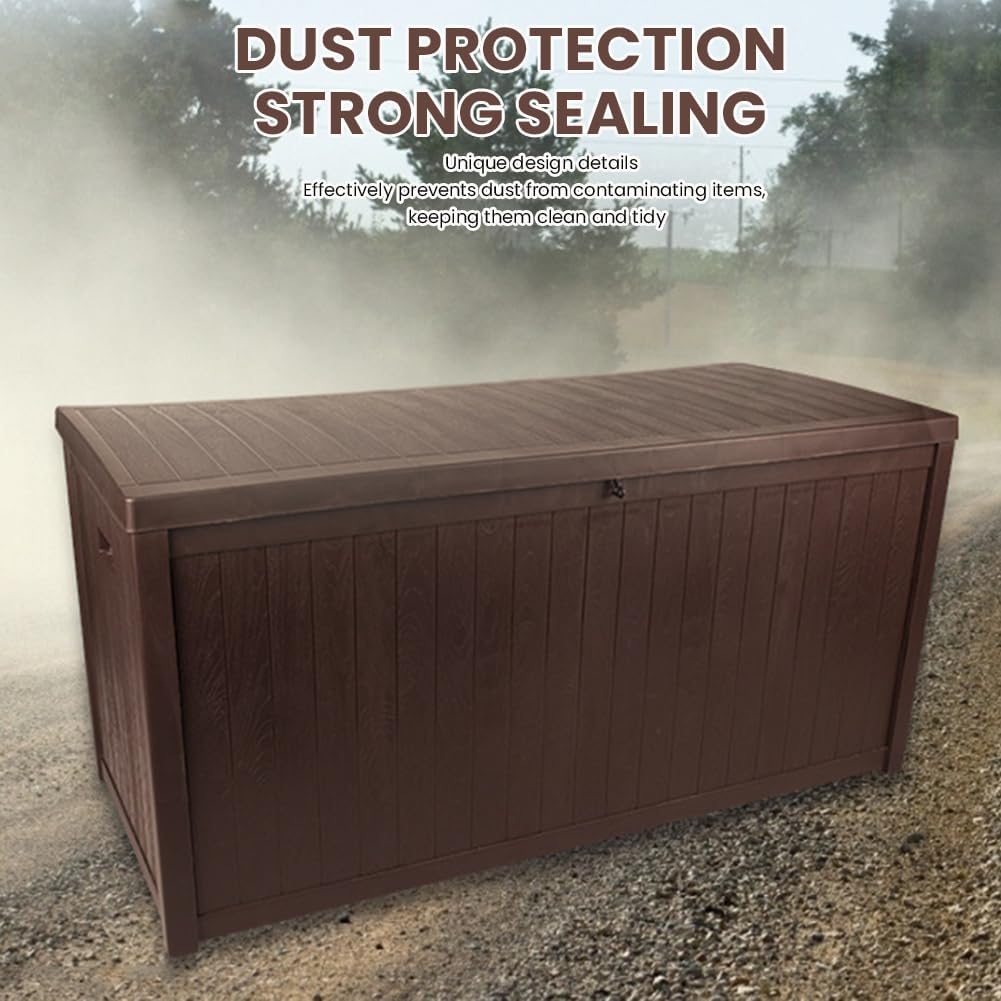 Large Deck Storage Box Lockable Organization and Storage Box Waterproof for Furniture Outdoor Cushions Garden Pool Tools